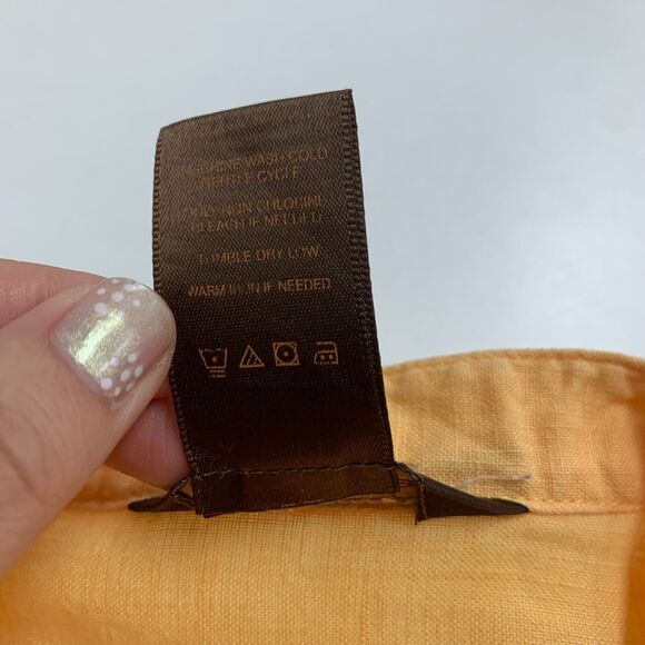 Multiples Linen Blend Shirt Womens XS Extra Small Eyelet Tab Sleeve Pintuck Top - Picture 9 of 13